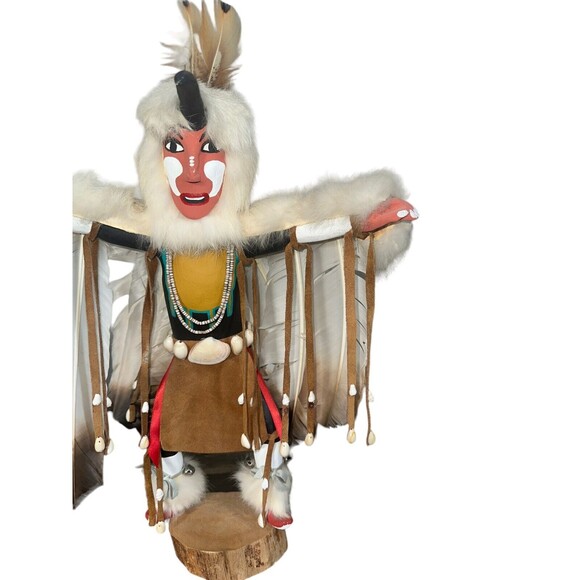 Hopi Native American Indian Eagle Dancer Kachina Doll Signed Navajo Hand Carved - Picture 3 of 13